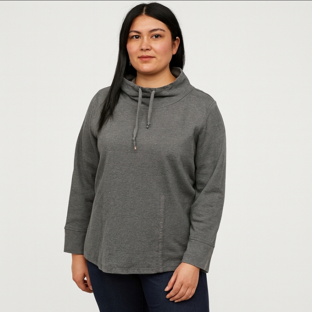 Liz Claiborne Gray Barrel Neck Sweatshirt Sz XL
